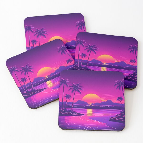 Item preview, Retro neon beach at sunrise designed and sold by NicMacTees.