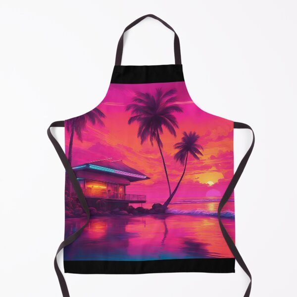 Item preview, Retro neon beach house at sunset designed and sold by NicMacTees.