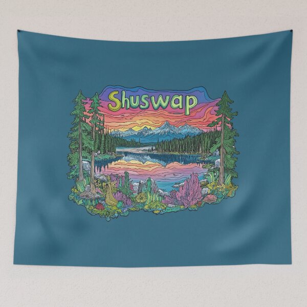 Item preview, Psychedelic Colorful Shuswap British Columbia Illustration designed and sold by meganohm.
