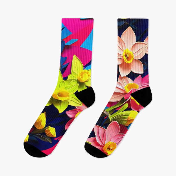 Item preview, Daffodils in neon hues of lime green, hot pink, and electric blue designed and sold by Tchoice.