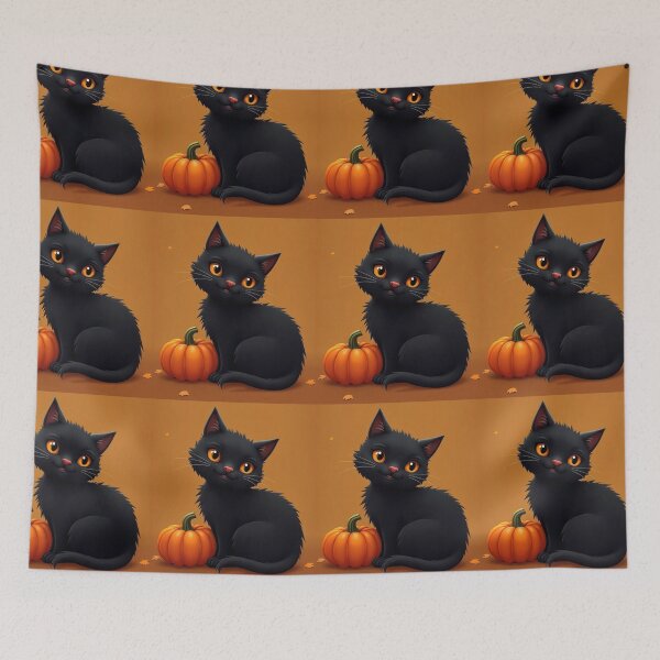 Item preview, Charming Black Cat and Pumpkin – Whimsical Halloween Design designed and sold by Stefiivn.