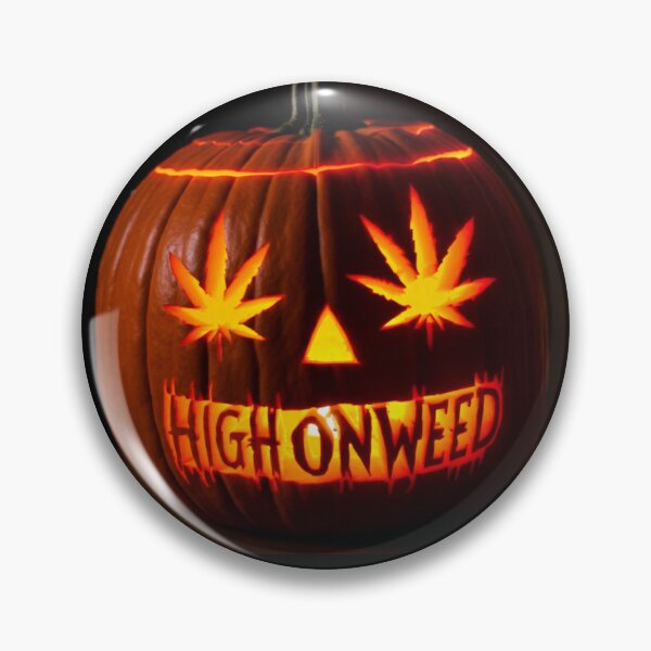 Item preview, HighOnWeed - Halloween Halloweed Pumpkin Jack-O-Lantern - Pot Leaf Eyes designed and sold by JLEmporium.