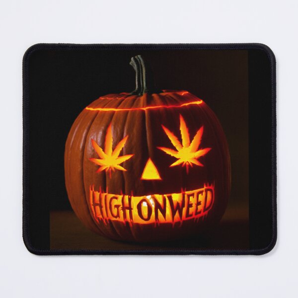 Item preview, HighOnWeed - Halloween Halloweed Pumpkin Jack-O-Lantern - Pot Leaf Eyes designed and sold by JLEmporium.