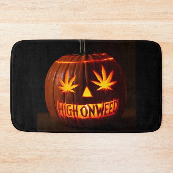 Item preview, HighOnWeed - Halloween Halloweed Pumpkin Jack-O-Lantern - Pot Leaf Eyes designed and sold by JLEmporium.