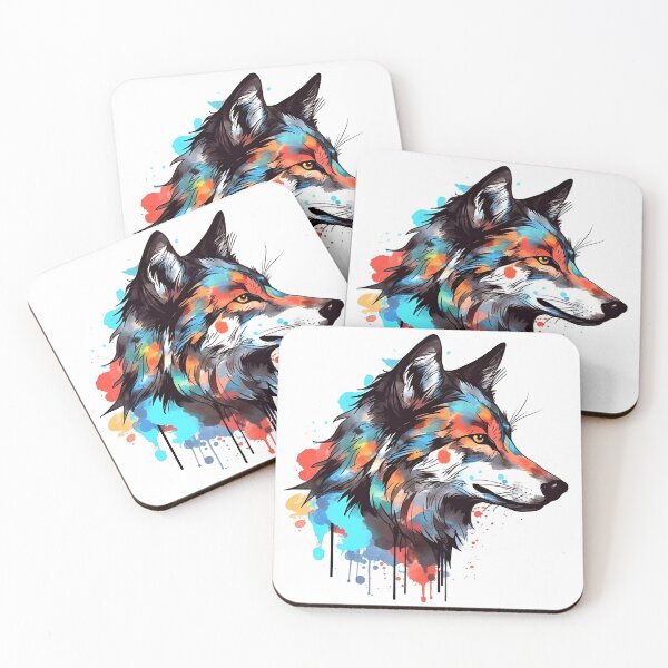 Artikelvorschau, Wolf | Farbenfrohes Aquarelldesign Nr. 4 entworfen und verkauft von MatsurexDesigns.