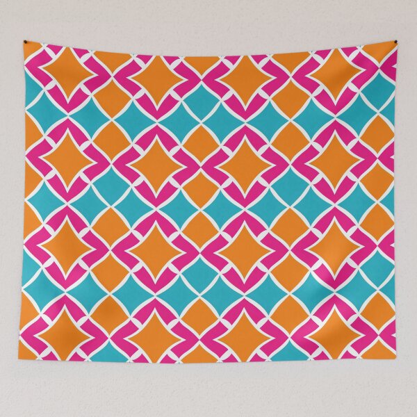 Item preview, Preppy pink orange and blue pattern designed and sold by FatBirdie.