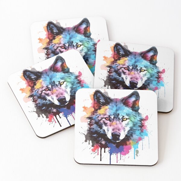 Artikelvorschau, Wolf | Farbenfrohes Aquarelldesign Nr. 7 entworfen und verkauft von MatsurexDesigns.