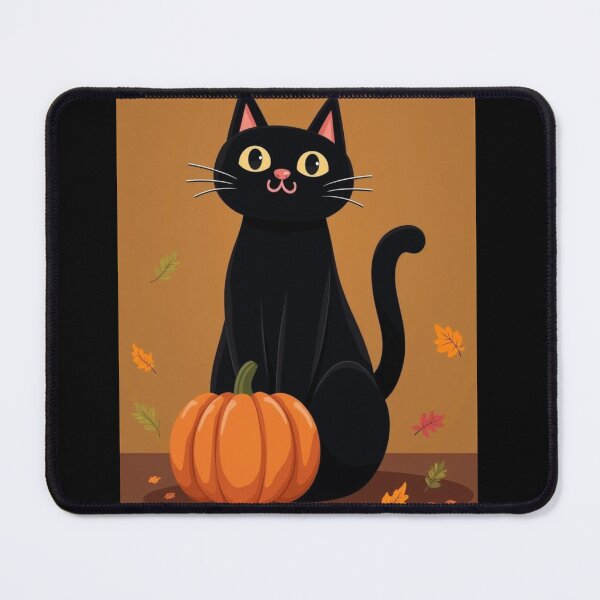 Item preview, Playful Black Cat and Pumpkin Illustration – Fun Halloween Art designed and sold by Stefiivn.