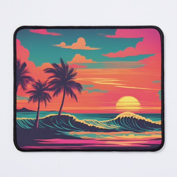 Item preview, Retro neon big waves during sunset designed and sold by NicMacTees.