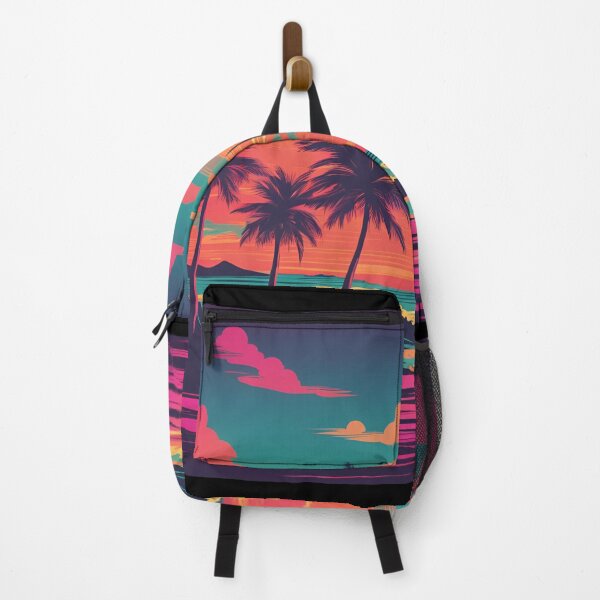 Item preview, Retro neon big waves during sunset designed and sold by NicMacTees.