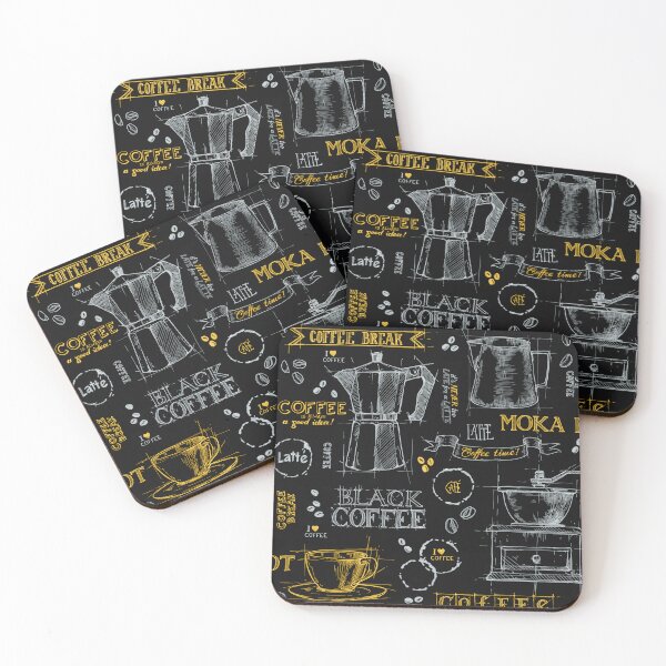 Item preview, Yellow pot of coffee - blackboard pattern  designed and sold by PP-Patterns.