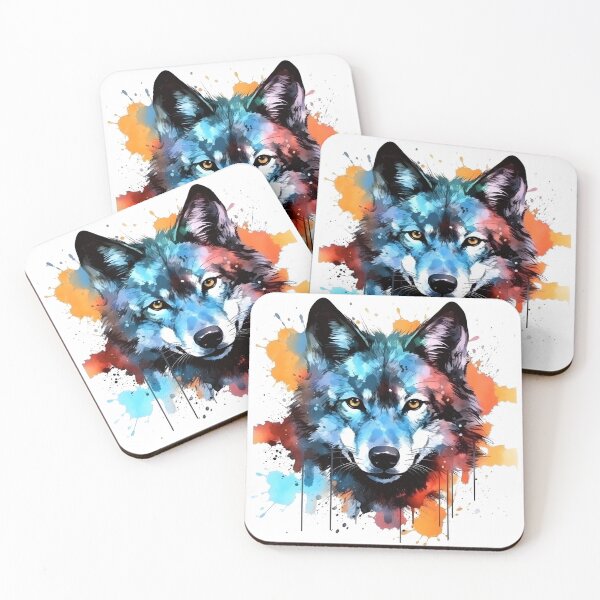 Artikelvorschau, Wolf | Farbenfrohes Aquarelldesign Nr. 12 entworfen und verkauft von MatsurexDesigns.