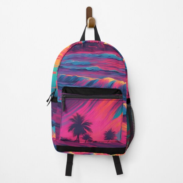 Item preview, Retro neon big waves at sunset designed and sold by NicMacTees.