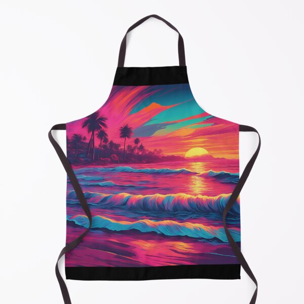 Artikelvorschau, Retro Neon große Wellen bei Sonnenuntergang entworfen und verkauft von NicMacTees.