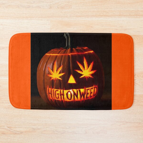 Item preview, HighOnWeed - Halloween Halloweed Pumpkin Jack-O-Lantern - Pot Leaf Eyes designed and sold by JLEmporium.