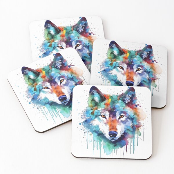 Artikelvorschau, Wolf | Farbenfrohes Aquarelldesign Nr. 17 entworfen und verkauft von MatsurexDesigns.