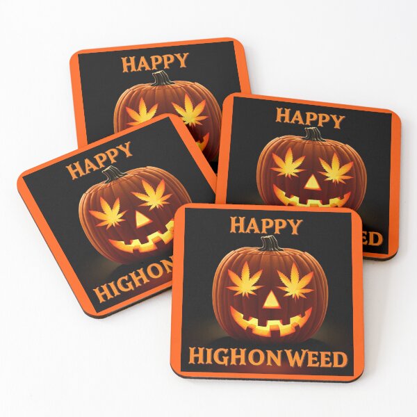 Item preview, Happy HighOnWeed - Halloween Pumpkin Jack-O-Lantern - Pot Leaf Eyes designed and sold by JLEmporium.