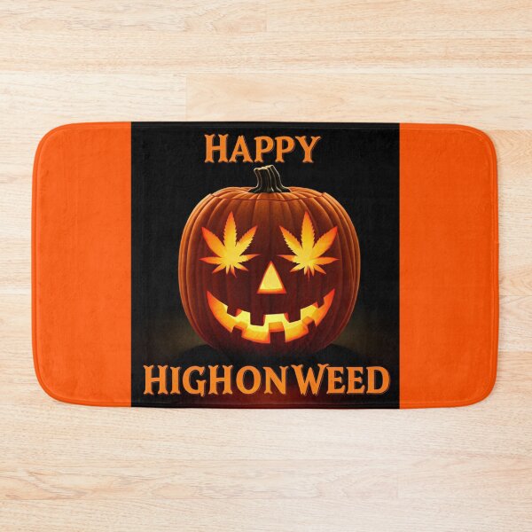 Item preview, Happy HighOnWeed - Halloween Pumpkin Jack-O-Lantern - Pot Leaf Eyes designed and sold by JLEmporium.