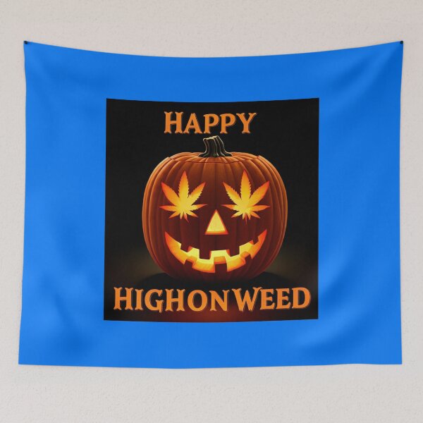 Item preview, Happy HighOnWeed - Halloween Pumpkin Jack-O-Lantern - Pot Leaf Eyes designed and sold by JLEmporium.
