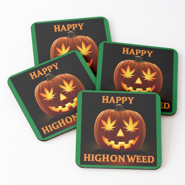 Item preview, Happy HighOnWeed - Halloween Pumpkin Jack-O-Lantern - Pot Leaf Eyes designed and sold by JLEmporium.
