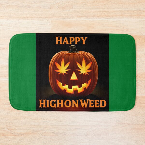 Item preview, Happy HighOnWeed - Halloween Pumpkin Jack-O-Lantern - Pot Leaf Eyes designed and sold by JLEmporium.