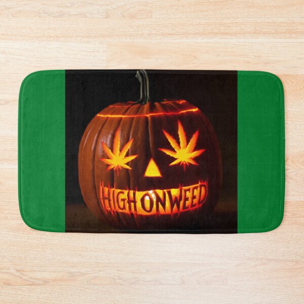 Item preview, HighOnWeed - Halloween Halloweed Pumpkin Jack-O-Lantern - Pot Leaf Eyes designed and sold by JLEmporium.
