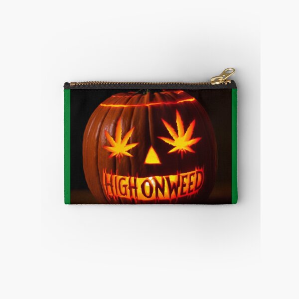 Item preview, HighOnWeed - Halloween Halloweed Pumpkin Jack-O-Lantern - Pot Leaf Eyes designed and sold by JLEmporium.