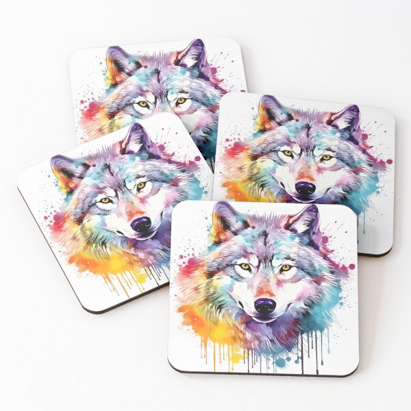 Artikelvorschau, Wolf | Farbenfrohes Aquarelldesign Nr. 26 entworfen und verkauft von MatsurexDesigns.