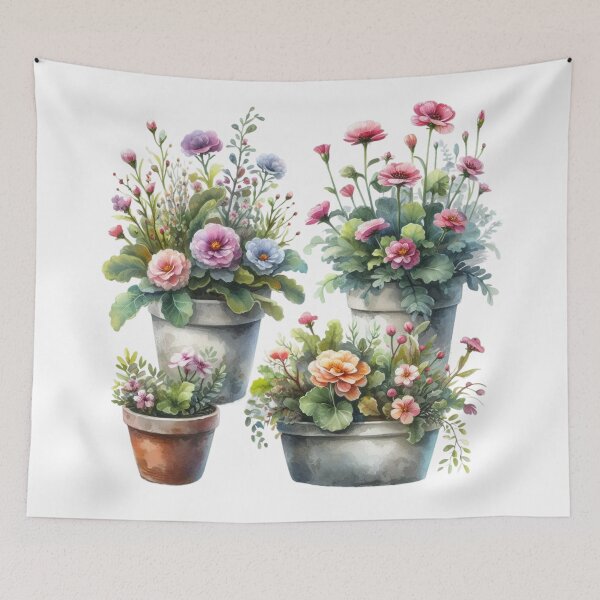 Aperçu de l'œuvre Fleurs colorées en pot créée et vendue par deniz kaya.