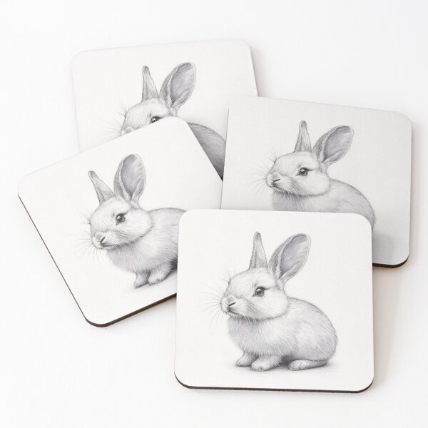 Item preview, Black and white Rabbit pencil drawing designed and sold by Pencil-Art.