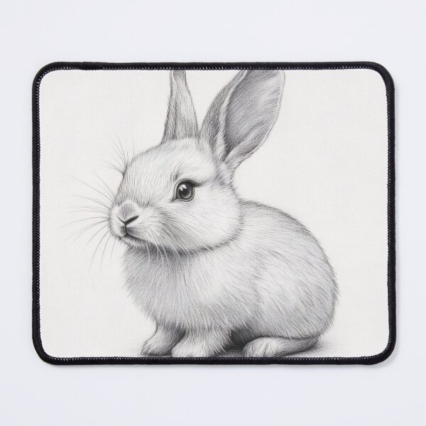 Item preview, Black and white Rabbit pencil drawing designed and sold by Pencil-Art.