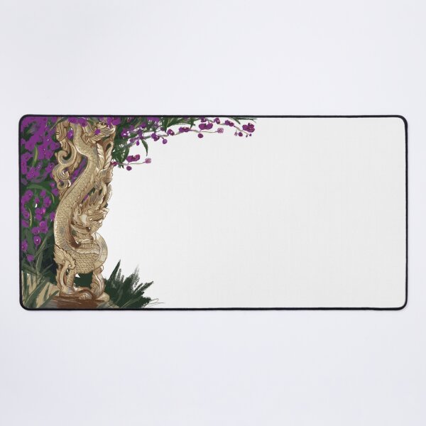 Item preview, Thai wooden dragon statue with purple orchids designed and sold by asamijess.