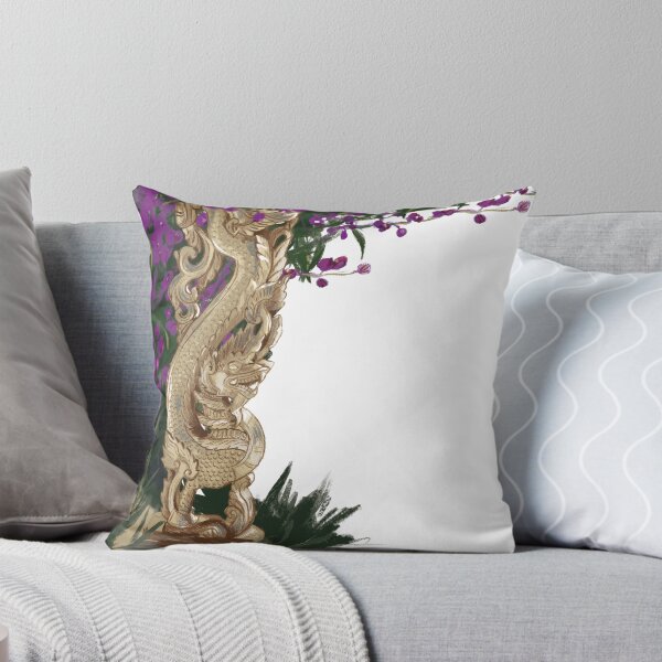 Item preview, Thai wooden dragon statue with purple orchids designed and sold by asamijess.