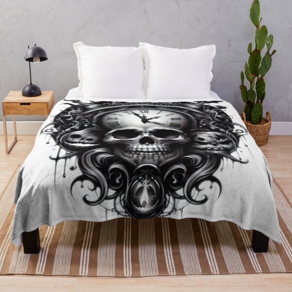 Item preview, Halloween ancient clock with skulls Tattoo halloween pumpkin designed and sold by Expressions-Sel.