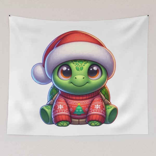 Item preview, Cartoon Turtle Wearing Christmas Sweater designed and sold by BassHeadMomma.
