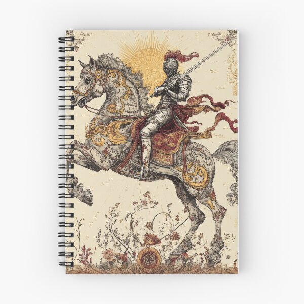 Aperçu de l'œuvre Illustration vintage d'un chevalier orné à cheval créée et vendue par Nibble & Doodle.