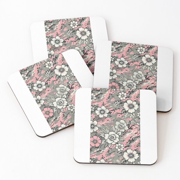 Item preview, Pink and Gray Camo with Flowers designed and sold by Blink Art Studio.