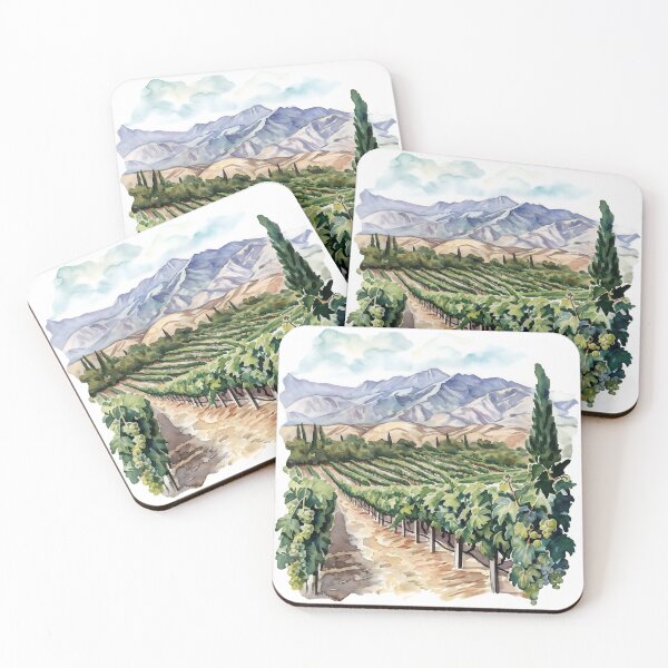Item preview, Watercolor Vineyard South Okanagan Oliver Osoyoos British Columbia designed and sold by meganohm.