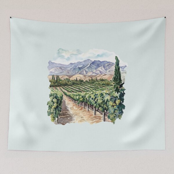 Item preview, Watercolor Vineyard South Okanagan Oliver Osoyoos British Columbia designed and sold by meganohm.