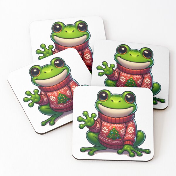 Item preview, Cartoon Frog Wearing Christmas Sweater designed and sold by BassHeadMomma.