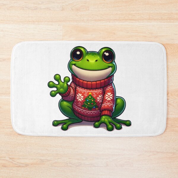 Item preview, Cartoon Frog Wearing Christmas Sweater designed and sold by BassHeadMomma.