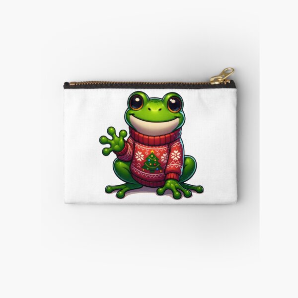 Item preview, Cartoon Frog Wearing Christmas Sweater designed and sold by BassHeadMomma.