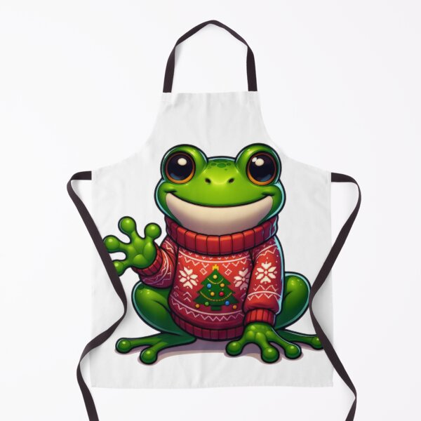 Item preview, Cartoon Frog Wearing Christmas Sweater designed and sold by BassHeadMomma.