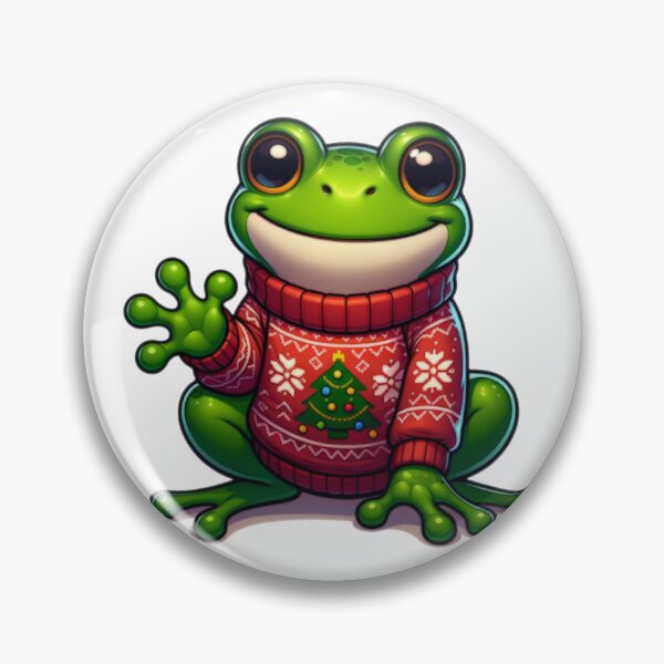 Item preview, Cartoon Frog Wearing Christmas Sweater designed and sold by BassHeadMomma.