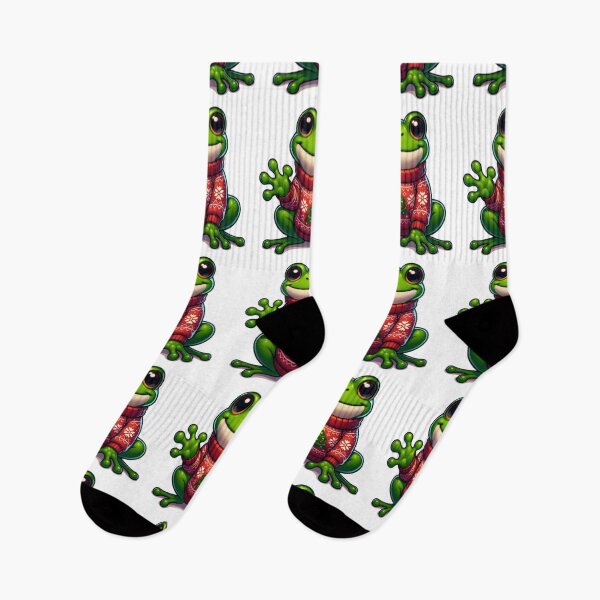 Item preview, Cartoon Frog Wearing Christmas Sweater designed and sold by BassHeadMomma.