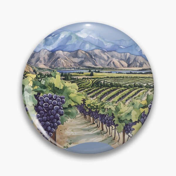 Item preview, Watercolor Vineyard Rows South Okanagan Oliver Osoyoos British Columbia designed and sold by meganohm.