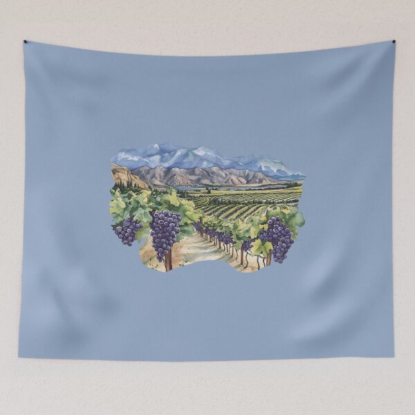 Item preview, Watercolor Vineyard Rows South Okanagan Oliver Osoyoos British Columbia designed and sold by meganohm.
