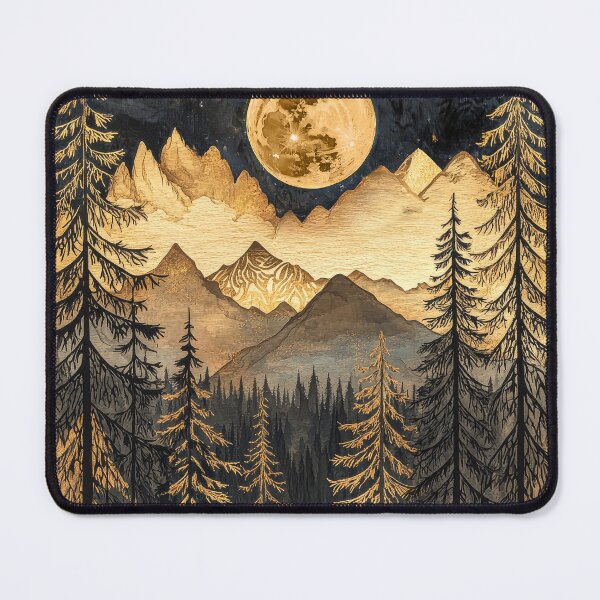 Item preview, Moonlit Mountain Forest: Intricate Woodcut Fantasy Art. designed and sold by MargaretWiktor.