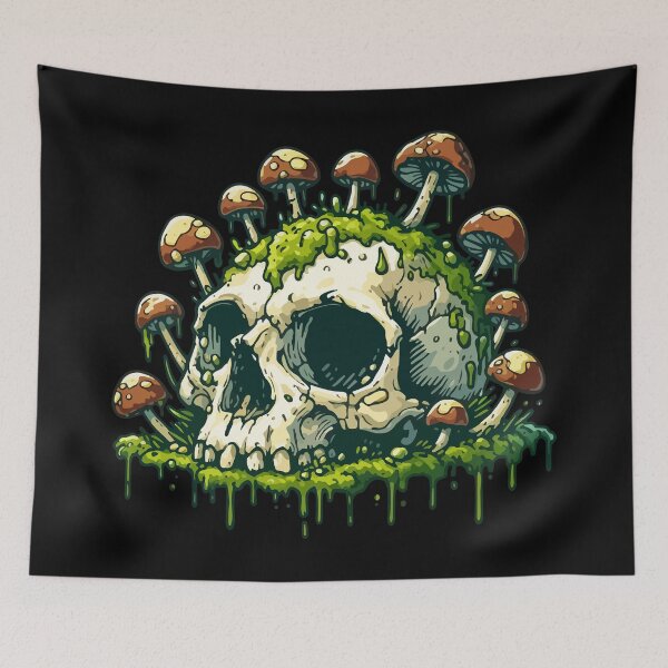 Item preview, Overgrown Mushroom Skull Goth designed and sold by TomFrontierArt.