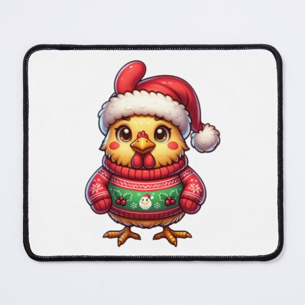 Item preview, Cartoon Chicken Wearing Christmas Sweater designed and sold by StephanieBrock.